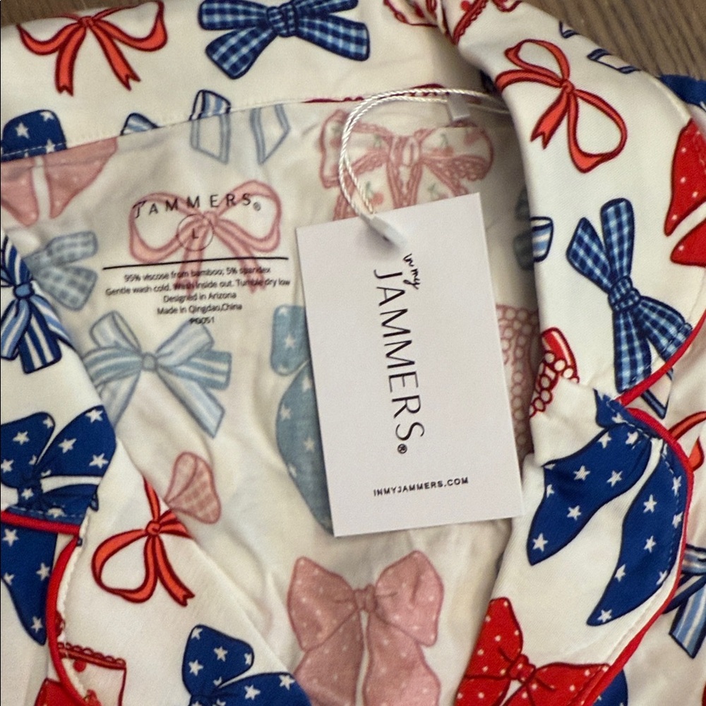 In My Jammers Pajama Set with Red and Blue Bow Pattern
